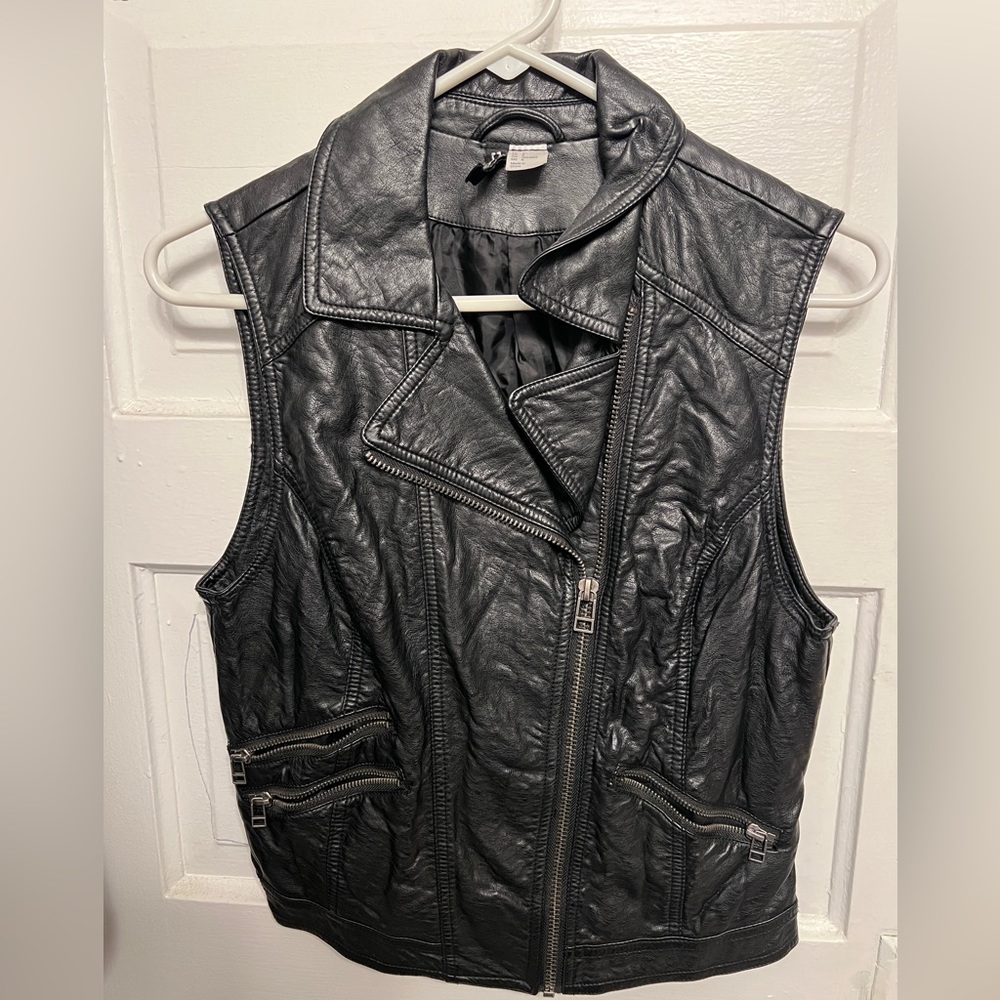 H&M imitation leather biker vest